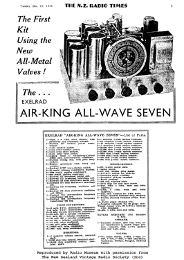 Exelrad Air King All Wave Seven; Turnbull & Jones Ltd (ID = 2982133) Kit