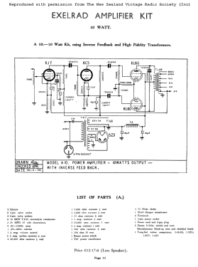 Exelrad Amplifier Kit 10 Watt A10; Turnbull & Jones Ltd (ID = 2987123) Ampl/Mixer