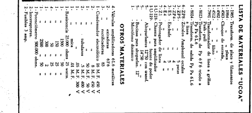 Amplificador 6L6-100W; UCOA; Buenos Aires (ID = 397366) Ampl/Mixer