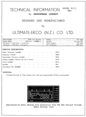 Ultimate Coronet RCC; Ultimate-Ekco N.Z. (ID = 2773535) Radio