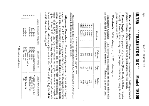 Transistor Six TR100; Ultra Electric Ltd.; (ID = 587222) Radio