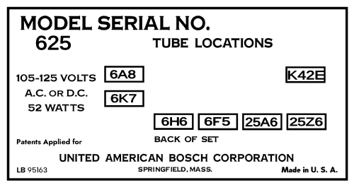 625 ; United American (ID = 3110049) Radio