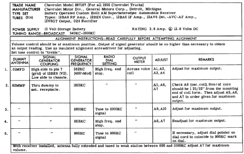 987187 Chevrolet Truck; United Motors (ID = 235263) Car Radio