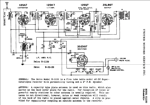 Delco R1150; United Motors (ID = 781725) Radio