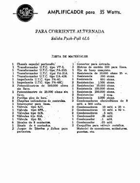 Amplifier 35W ; United Transformer (ID = 2935505) Ampl/Mixer