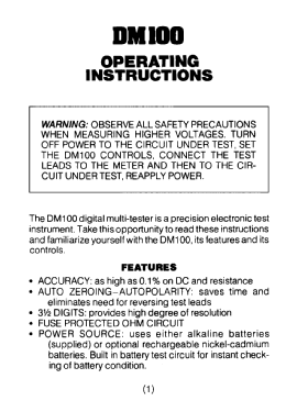 Digital Multitester DM-100; Universal (ID = 2879421) Equipment