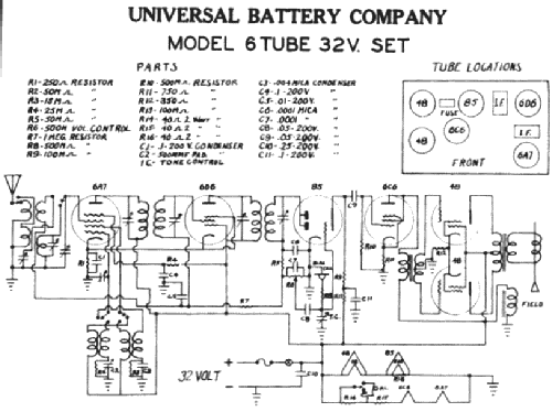 6 Tube 32V ; Universal Battery Co (ID = 2171605) Radio