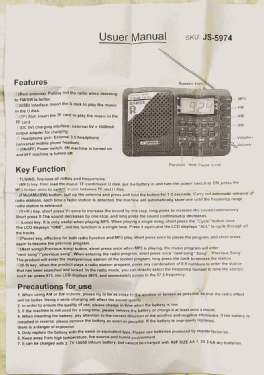 TUOXIANG FM/AM/SW Radio MP3 Player T-6621 ; Unknown - CUSTOM (ID = 3072079) Radio