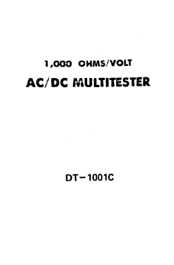 Unisound Analog Multimeter DT-1001C; Unknown - CUSTOM (ID = 2898404) Equipment