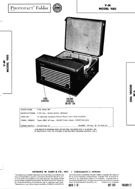 980 ; V-M VM Voice of (ID = 2937148) Enrég.-R