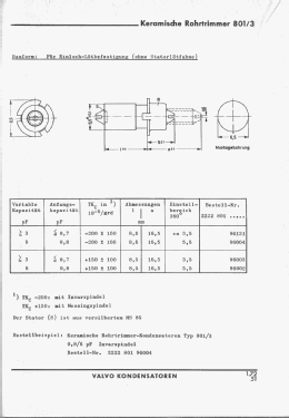 Keramische Rohrtrimmer 801; Valvo GmbH, (ID = 3036445) Radio part