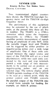 1MHz Digital Counter TSA3336; Venner Electronics (ID = 2729953) Equipment