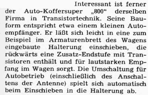 Auto-Koffersuper 800; Vogel-Elektronik, (ID = 2516124) Autoradio