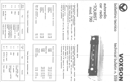 Tourist 790; Voxson, FARET F.A.R. (ID = 1100662) Car Radio