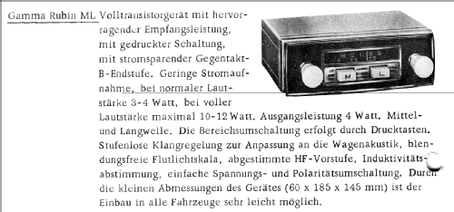 Gamma Rubin ML; Wandel & Goltermann; (ID = 316339) Autoradio