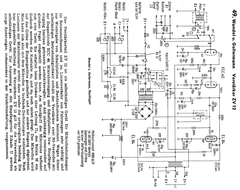 ZV12 Ampl/Mixer Wandel & Goltermann; Reutlingen, build 1954 ...