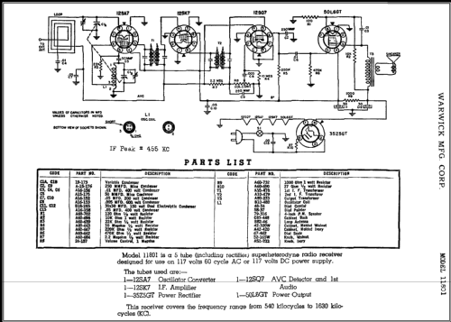 11801 ; Warwick Mfg. Corp., (ID = 413251) Radio