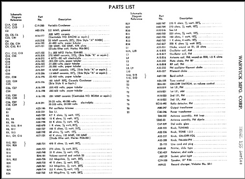 155 series ; Warwick Mfg. Corp., (ID = 313240) Radio