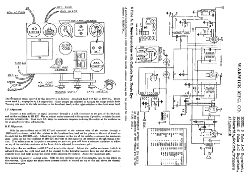 5 Tubes AC ; Warwick Mfg. Corp., (ID = 704216) Radio