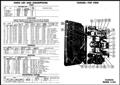 Clarion C-103 The Aristocrat; Warwick Mfg. Corp., (ID = 487685) Radio