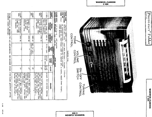 Clarion C-104 The Waverly; Warwick Mfg. Corp., (ID = 487693) Radio