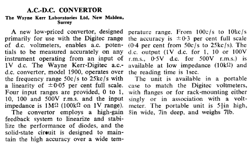 AC-DC Convertor 1900; Wayne Kerr; New (ID = 2879400) Equipment