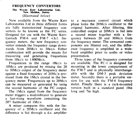 Frequency Convertors FC Series; Wayne Kerr; New (ID = 2713188) Equipment