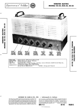 82-25; Webster Electric (ID = 2952770) Ampl/Mixer