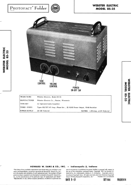 85-25 ; Webster Electric (ID = 2954783) Ampl/Mixer