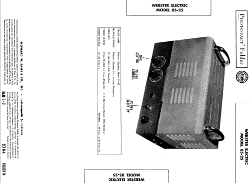 85-25 ; Webster Electric (ID = 571278) Ampl/Mixer