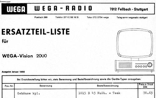 Wegavision 2000; Wega, (ID = 2450867) Television