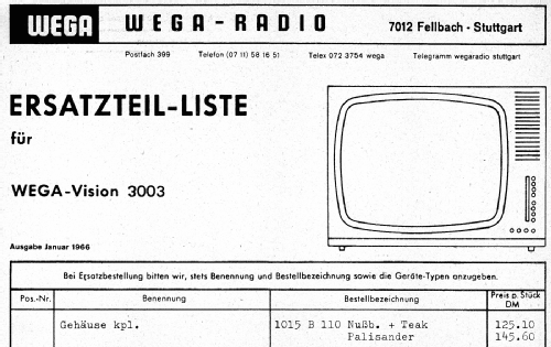 Wegavision 3003; Wega, (ID = 2450838) Television