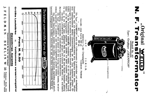 Champion - NF Transformator 10 gekapselt; Weilo, J. Feldman & (ID = 2005856) Radio part