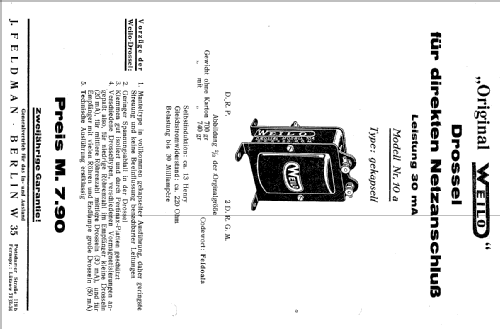 Drossel 10A; Weilo, J. Feldman & (ID = 2005864) Radio part