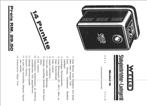 Stabgleichrichter-Ladegerät [Lade-Gleichrichter] 16; Weilo, J. Feldman & (ID = 2062385) Fuente-Al