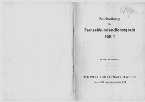 Fernseh-Kundendienstgerät FSK1; Werk für (ID = 1598343) Equipment