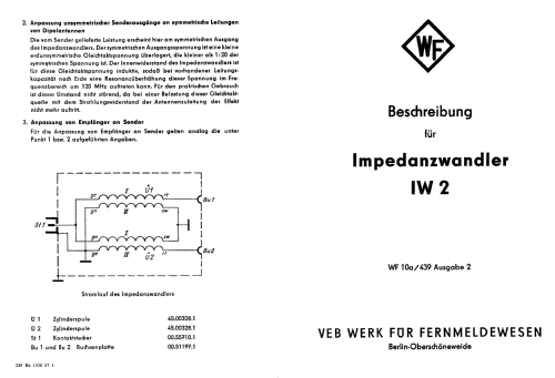 Impedanzwandler IW2; Werk für (ID = 432151) Equipment