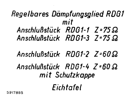 Regelbares Dämpfungsglied RDG 1; Werk für (ID = 1235045) Equipment