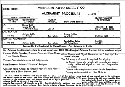 D1091 Truetone ; Western Auto Supply (ID = 762042) Car Radio