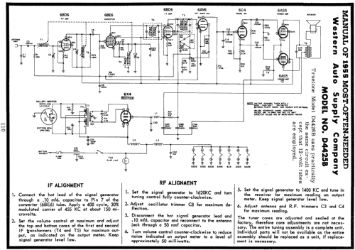 D4425B ; Western Auto Supply (ID = 122245) Car Radio