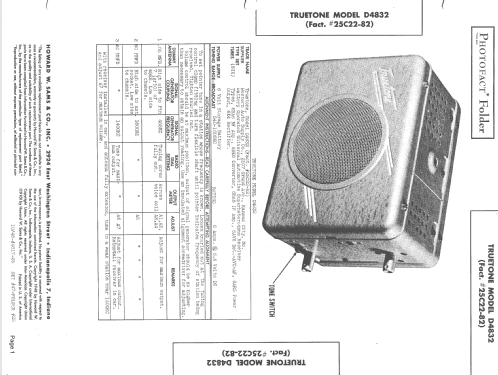 D-4832 Truetone Fact.# 25C22-82; Western Auto Supply (ID = 1408736) Car Radio