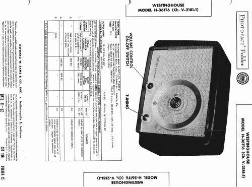 H361T6 Ch= V-2181-1; Westinghouse El. & (ID = 984504) Radio