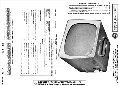 H-14TU171A Ch= V-2321-401; Westinghouse El. & (ID = 1850319) Television