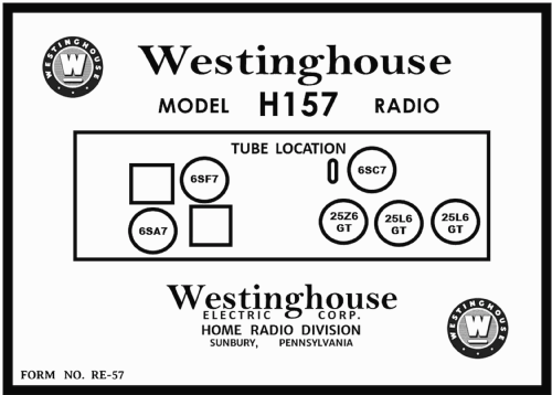 H-157 Library Ch= V-2122; Westinghouse El. & (ID = 3045249) Radio