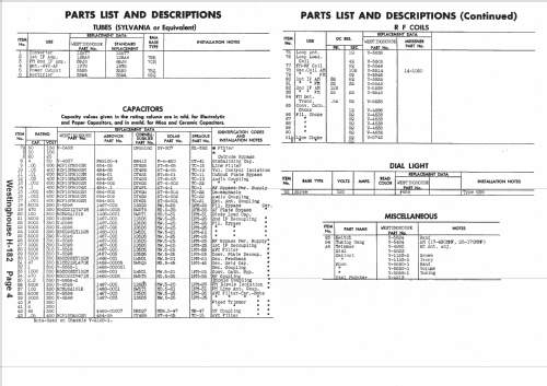 H-182 Ch= V-2128; Westinghouse El. & (ID = 1464354) Radio