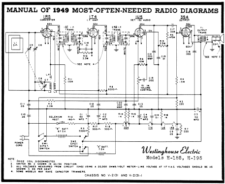 H-185 Ch= V-2131-1; Westinghouse El. & (ID = 104182) Radio
