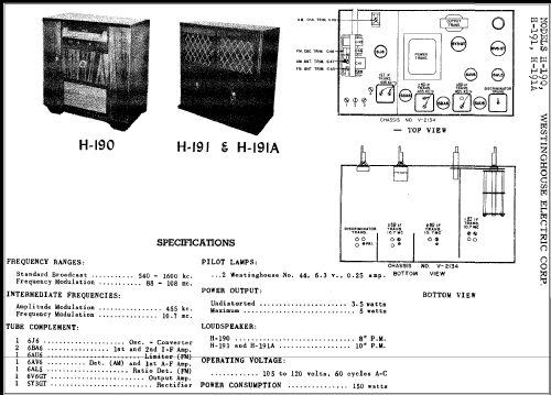 H-190 Ch= V-2134; Westinghouse El. & (ID = 319070) Radio