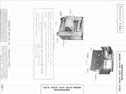 H-190 Ch= V-2134; Westinghouse El. & (ID = 1524221) Radio