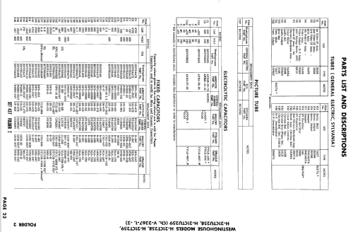 H-21CTU259 Ch= V-2367-2; Westinghouse El. & (ID = 879066) Télévision