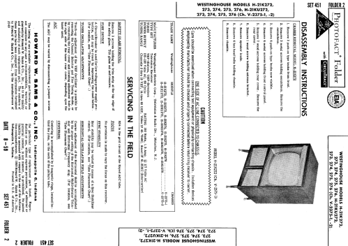 H-21K272, H-21K273, H-21K274 Ch= V-2375-1; Westinghouse El. & (ID = 622548) Televisore